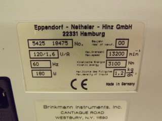 Eppendorf Centrifuge 13,000 RPM Max Model# 5415D  
