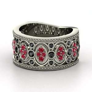    Renaissance Band, Palladium Ring with Black Diamond & Ruby Jewelry