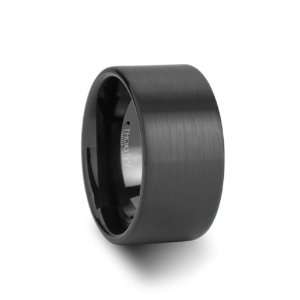 BALTIMORE Flat Style Black Tungsten Carbide Ring with Brushed Finish 