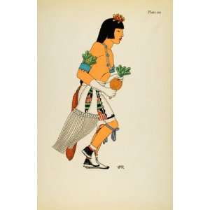  1941 Lithograph Pueblo Indian Tribal Costume Animal 