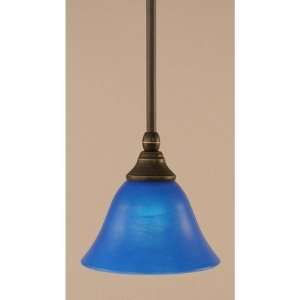  One Light Mini Pendant with Blue Italian Glass in Dark 