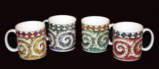   Scroll Swirl Geometric Design Coffee Mugs 4 Colors NWOT VHTF!  