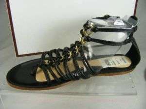 Coach Gillian Black Leather Strappy Gladiator Sandal Shoes Black 8 