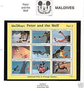 MALDIVES #1926 MNH DISNEYS PETER AND THE WOLF SHEETLET  