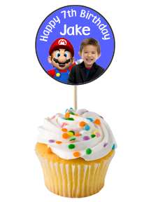 SUPER MARIO BROTHERS CUPCAKE TOPPERS INVITATIONS  