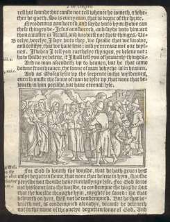 this is a rare offering for a popular verse double woodcut bible leaf 