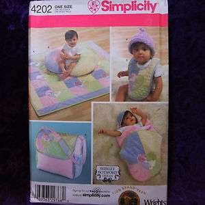 Simplicity 4202 Baby Nursery Quilt Pillow Cover Wrap Bib Bag 