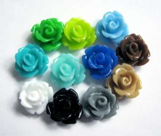 10mm Resin Cabochons Flower Rose   U Pick Cool Colors  