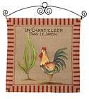 Painted French Rooster Jute Wall Hangings Set of 2 NEW