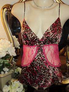 Flora Nikrooz Pink Animal Lace Cami Camisole Top L  
