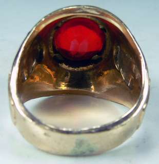   United States Military 10K Gold Filled Ring, Red Stone, Size 8  