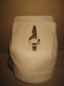   Rare Cream Leather Rucksack Knapsack Satchel Backpack Purse Boho Spain