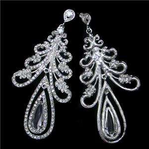 Bridal Floral Drop Chandelier Earring Swarovski Crystal  