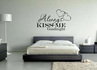 ALWAYS KISS ME GOODNIGHT 30 WORDS HOME VINYL DECAL WALL LETTERING 