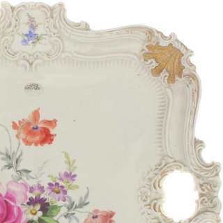 Meissen: Large Flowers German Porcelain Serving Tray Platter Plate 