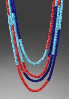 KENNETH JAY LANE Beaded Rope Necklace in Lt Blue/Red/Navy at Revolve 