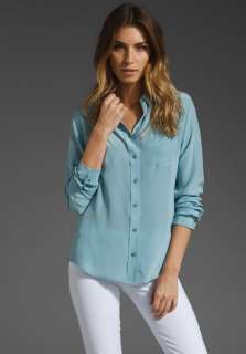 EQUIPMENT Brett Vintage Wash Blouse in Dusty Turq  