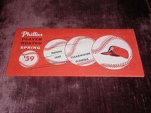 1959 Phillies Baseball Player Roster Schedule Clearwater Florida 