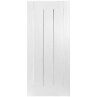   80 in. White 1 Panel Plank Interior Slab Door 10928 