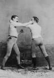 Description 1889 photo Two men boxing. Cross counter / Anderson, N.Y 
