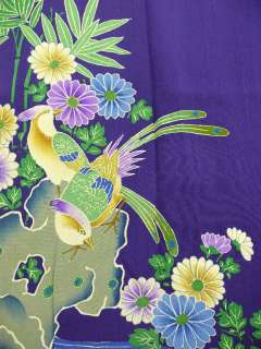 Antique Purple Kinsha Iro Tomesodew/Crests, Bird H458  