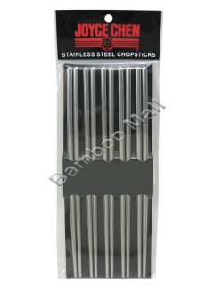 New JOYCE CHEN Stainless Steel Chopsticks   5 Pairs  