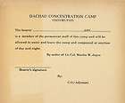 Dachau Concentration Camp Visitor Pass   1946, Lt. Col. Martin W 