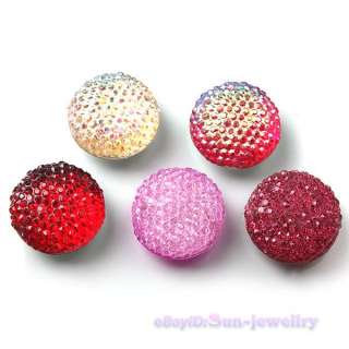 60x Mixed Colors Round Sew On Resin Rhinestones Flatback Buttons 18mm 
