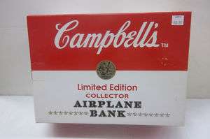 CAMPBELLS SOUP L.E. 1/32 DIE CAST AIRPLANE COIN BANK  