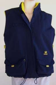   Quicksilver Zip out Hood Navy Blue Yellow Outdoor vest Ski Snow Lrg