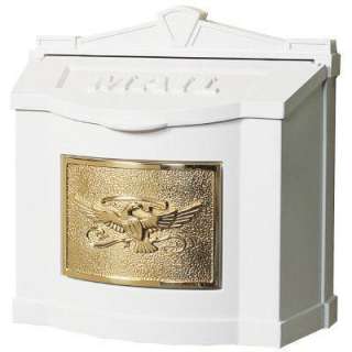   ManufacturingWhite With Polished Brass Eagle Accent Wallmount Mailbox