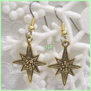 NORTH STAR 22K GOLD PLATED SURGICAL STEEL HOOK CHRISTMAS HOLIDAY 