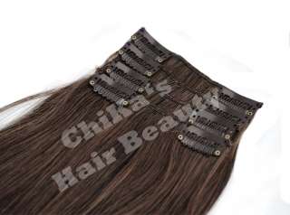 Clip IN Haarverlängerung Braun #6 Glatt 65cm 4er Set  