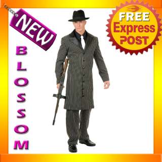 C422 Mens 1920s Gangster Suit Long Jacket Fancy Halloween Adult 