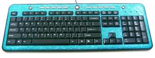 Turquoise Blue Crystal Computer USB Keyboard + Mouse  