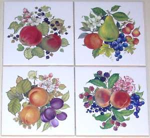 Fruit Ceramic Tiles Apples Dakar Collection 4pcs 4.25  
