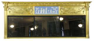    Federal Giltwood Overmantle Mirror with Wedgewood Plaque, c.1810 20