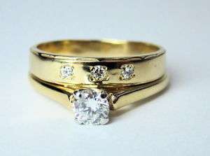 Fine Estate Diamond Wedding Ring Set F/VS1 14k 0.24ct  