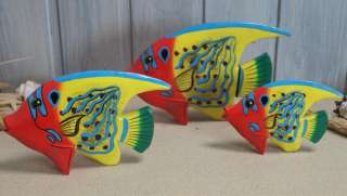 Südseefische Fische aus Holz maritime Deko 3er Set  