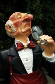 LIFE SIZE butler snobby wine waiter w glass connoisseur  