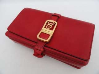 BN Auth Chloe Red Leather Shoulder Bag Large Clutch   Only Piece 