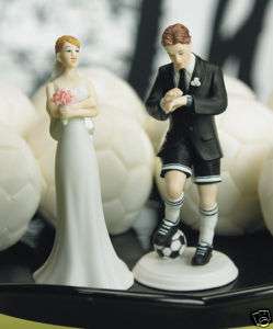 Wedding Soccer Player Groom and Bride Cake Top Topper  
