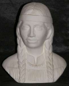 Ceramic Indian Bust of Sacajawea Ready to Paint  