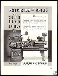 1940 South Bend Lathe Works S Series Vintage Print Ad  