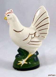Vintage Japan Rooster Figurine Old White Chicken Farm  