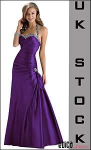 Cadbury purple evening prom bridesmaid dress ball cruise gown uk8 22 