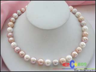 HUGE REAL 17 13mm ROUND white pink PEARL NECKLACE 925S  