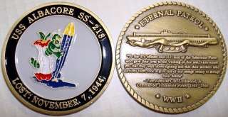 USS Albacore SS 218 Submarine Challenge Coin DBF US Sub  