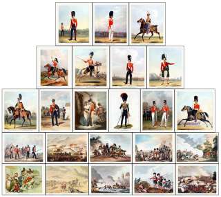 22 Old Military Prints in colour  