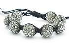 UNIQUE MACRAME WHITE CRYSTAL ICED OUT STACKABLE BEAD BRACELET NEW GIFT 